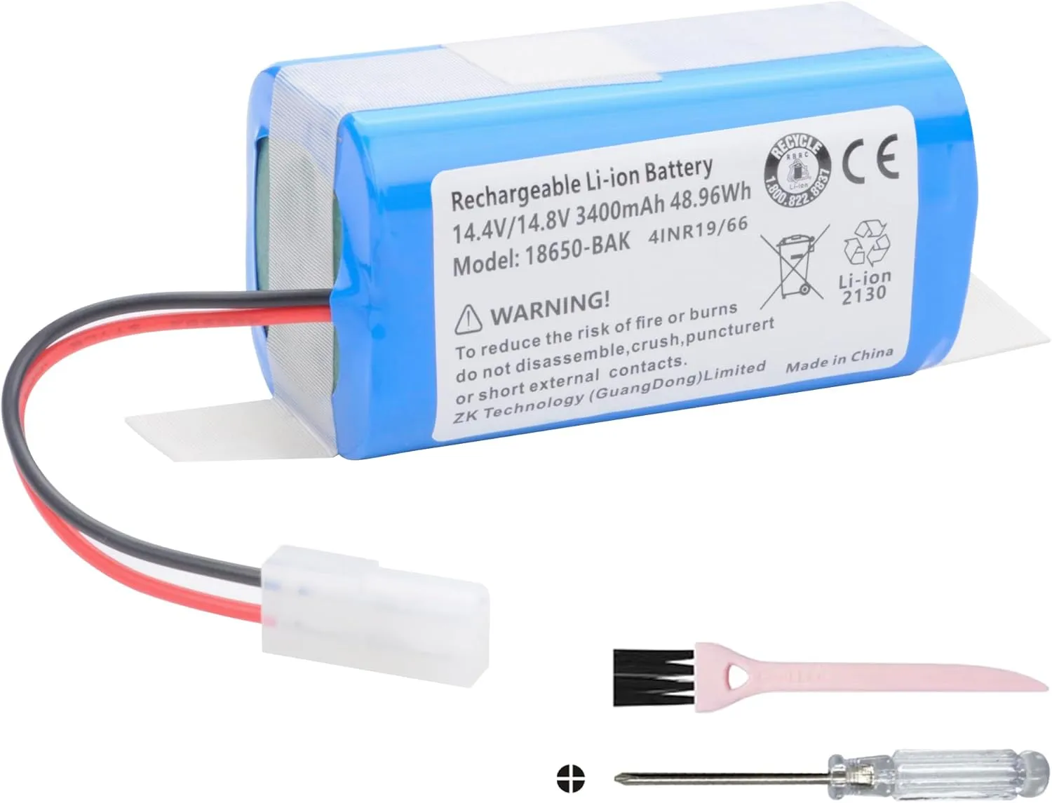 3400MAH Vacuum Cleaner Battery for Xiaomi MI G1 MI-G1 Mop Essential MJSTG1, SKV4136GL, MC-WRC53, H18650CH-4S1P, for Phicomm X3, for PUPPYOO R30 R30 Pro, R35, for FLYCO FC9601 FC9602 18650B4-4S1P-AAF-4