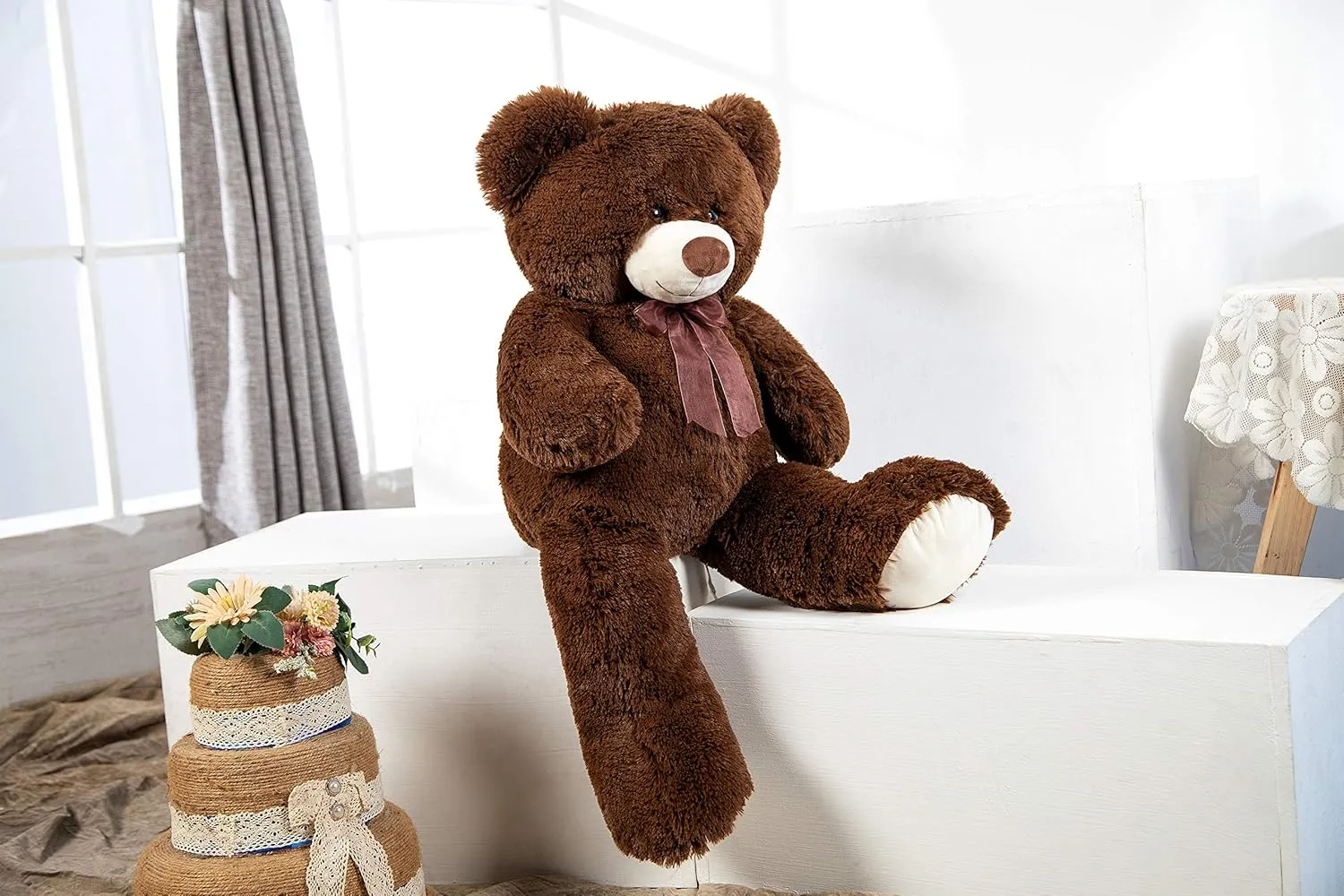 36 inch Big Teddy Bear Cute Giant Stuffed Animals Soft Plush Bear for Girlfriend Kids, Dark Brown