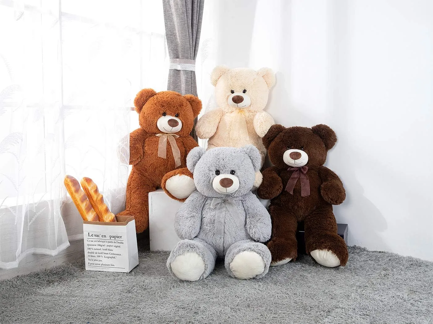 36 inch Big Teddy Bear Cute Giant Stuffed Animals Soft Plush Bear for Girlfriend Kids, Dark Brown