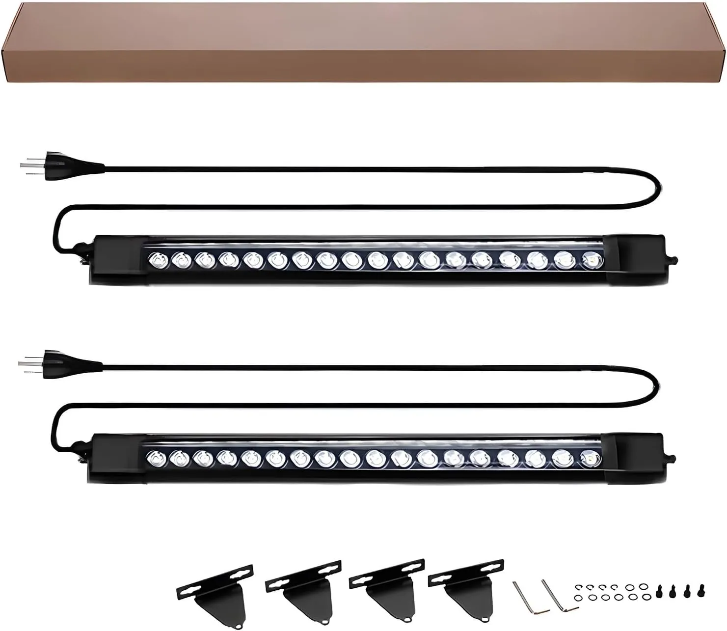 36W LED Wall Washer Light Bar, 2FT 4000K Natural White Wall Washer Lights, 120V IP67 Waterproof Outdoor Wall Washer Light for for Building Hotels Garden Landscape, Plug in, 2 Pack