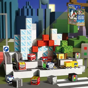 3D Magnetic Blocks 100 Pieces for Kids Magnet Cubes, Sensory Construction Building Toys for Toddlers, Magnetic Tiles City Road Cars Stacking Toys Games for Ages 3-12