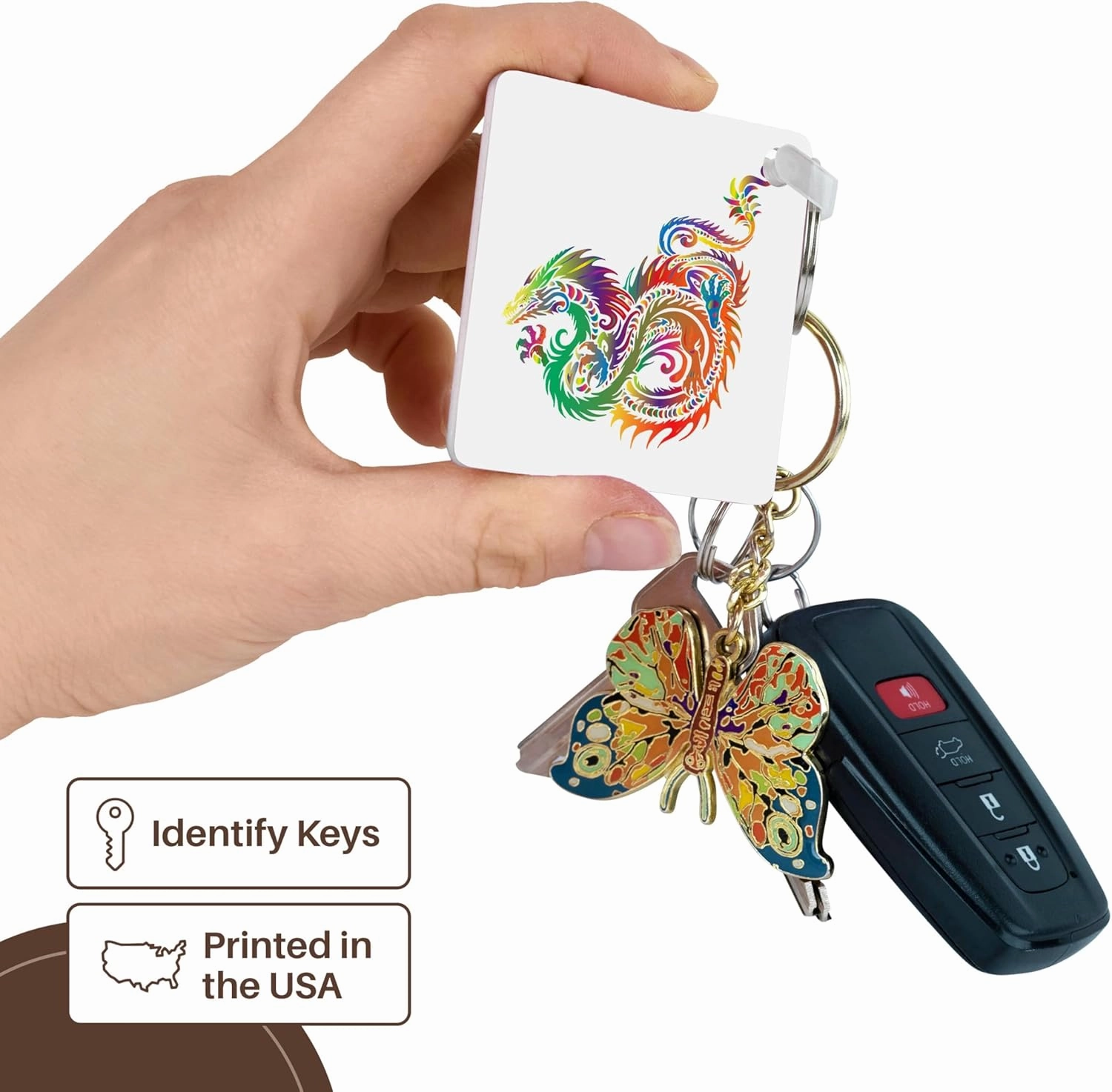 3dRose, Image of Colorful Prism Dragon, Key Chain