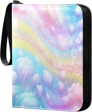 4 Pockets Trading Card Binder Colorful Wave (2) Holds 400 Standard Cards, Waterproof TCG CCG MTG Album, Gifts for Collectors, Boys and Girls