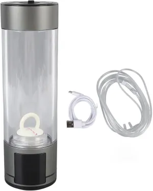 400ml Hydrogen Water Bottle Generator, Portable Rechargeable 2 Modes Type C 5V Sealed Hydrogen Water Ionizer Machine with Detachable Base for Daily Use Outdoor Travel (Silver