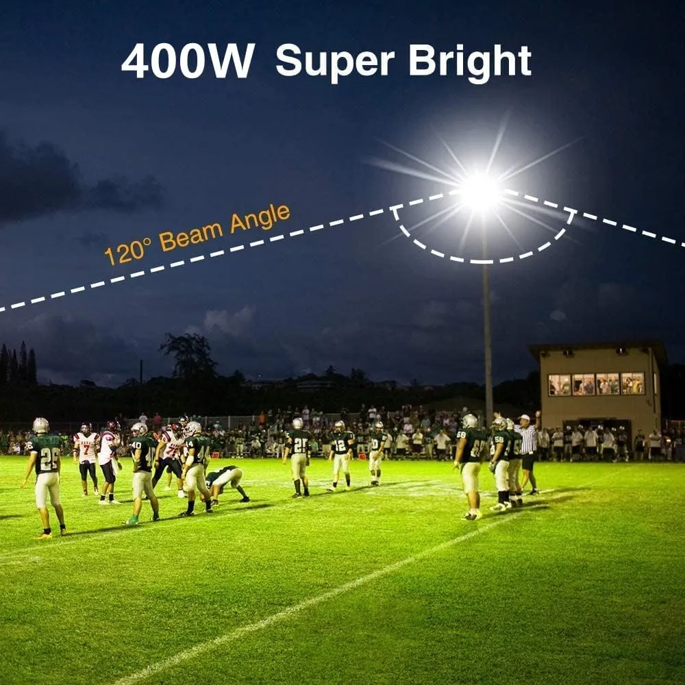 400W LED Stadium Flood Lights Outdoor(2350W Equivalent),50000LM Super Bright LED Arena Lights 100-277V IP66 Waterproof 5000K Daylight White Commercial Lighting for Sports Fields and Counts