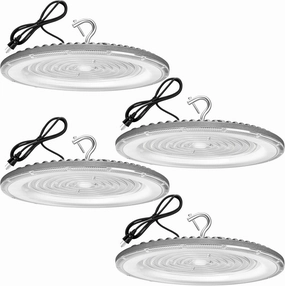 4 Pack 300W UFO Led High Bay Light,120VAC,5000K Daylight Commercial Bay Lighting,IP66 Waterproof,45050LM,1300W MH/HPS with Plug Area Lighting for Warehouse/Shop/Workshop/Garage/Barn/Gym/Factory