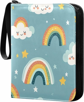 4 Pockets Trading Card Binder Colorful Rainbows Holds 400 Standard Cards Waterproof TCG CCG MTG Album Gifts for Collectors Boys Girls