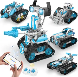 5 in 1 Robot Building Kit, Remote & App Control Educational Projects, 706Pcs DIY Tank & Garden Cars STEM Build Toys Sets for 8  Years Old Boys and Girls