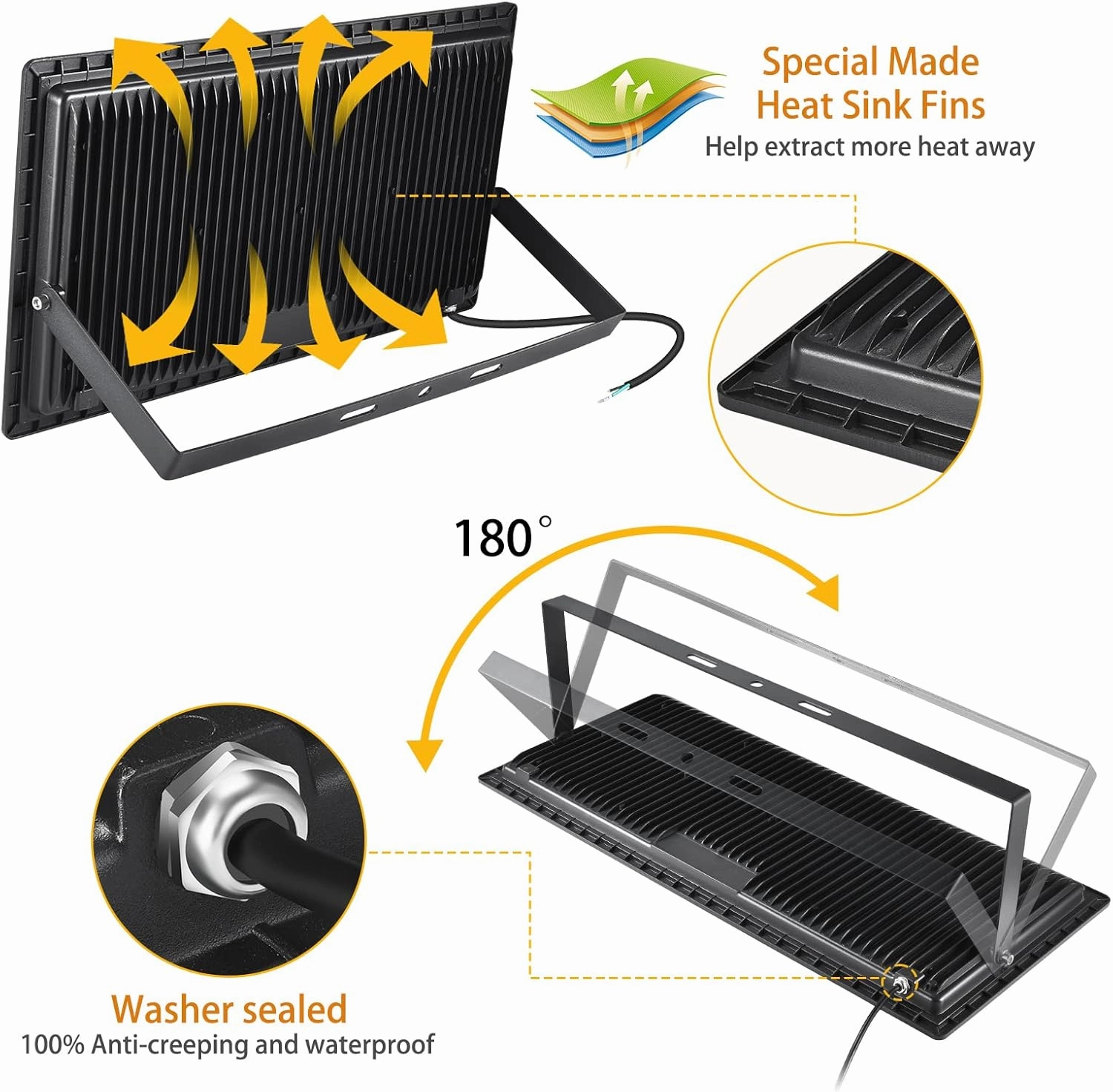 500W LED Flood Light,(2750W Equivalent) Super Bright 58,500LM Daylight 5000K IP66 Waterproof Security Outdoor LED Arena Lights,Commercial Lighting Floodlight for Backyard|Court|Stadium|Fields