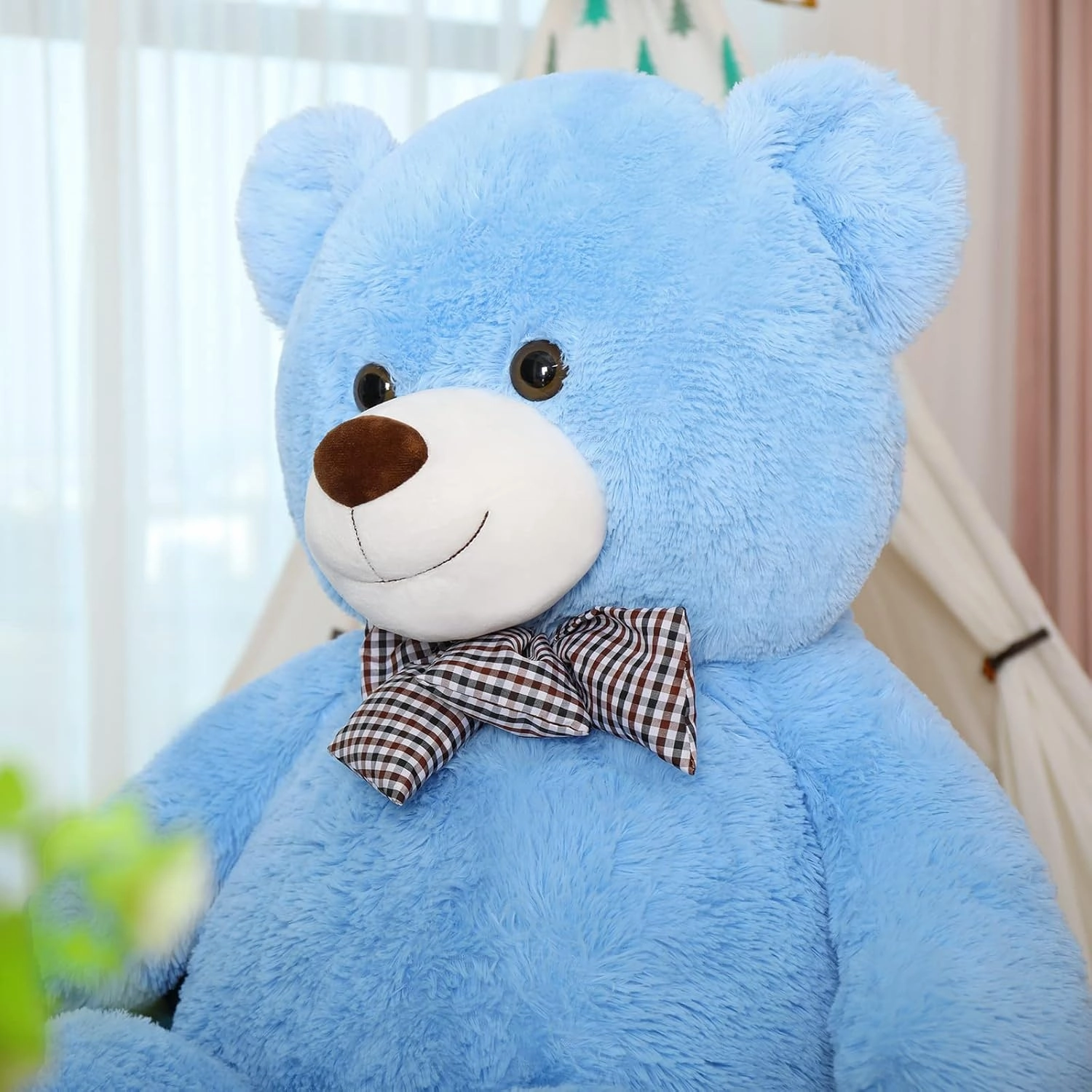 5 Feet Teddy Bear, 59'' Giant Big Bear Stuffed Animal for Baby Shower Centerpieces, Large Plush Toy for Kids Girls Valentine's Day Christmas Birthday, Blue