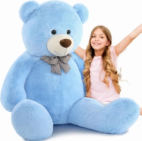 5 Feet Teddy Bear, 59'' Giant Big Bear Stuffed Animal for Baby Shower Centerpieces, Large Plush Toy for Kids Girls Valentine's Day Christmas Birthday, Blue
