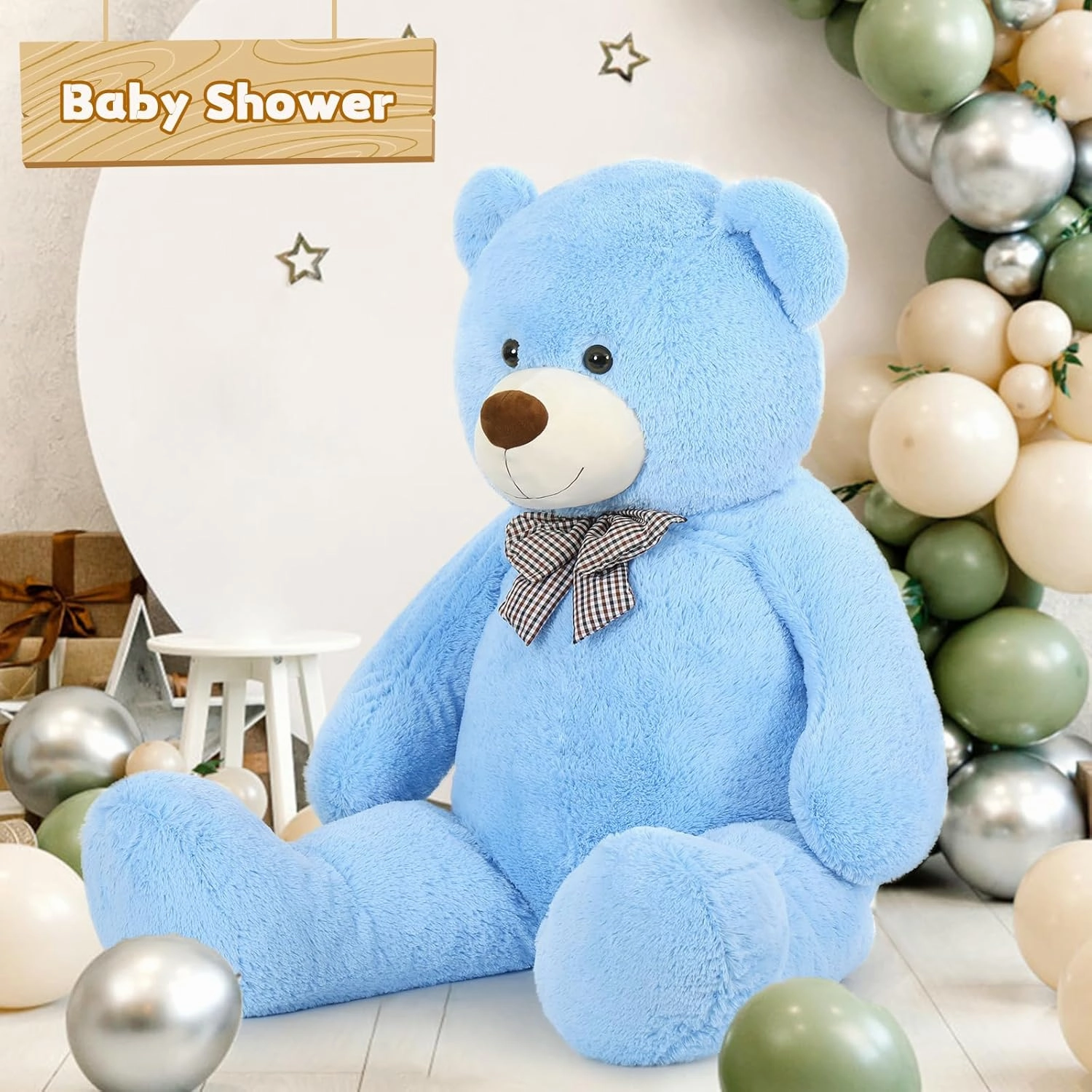 5 Feet Teddy Bear, 59'' Giant Big Bear Stuffed Animal for Baby Shower Centerpieces, Large Plush Toy for Kids Girls Valentine's Day Christmas Birthday, Blue