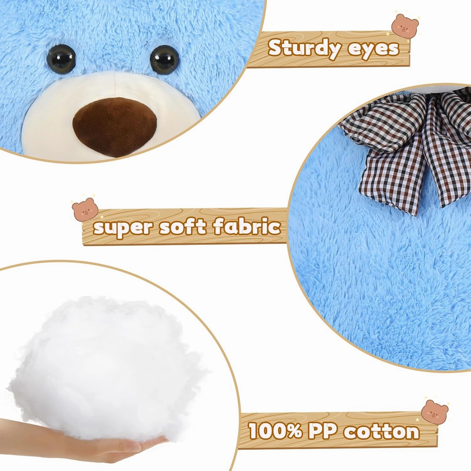 5 Feet Teddy Bear, 59'' Giant Big Bear Stuffed Animal for Baby Shower Centerpieces, Large Plush Toy for Kids Girls Valentine's Day Christmas Birthday, Blue