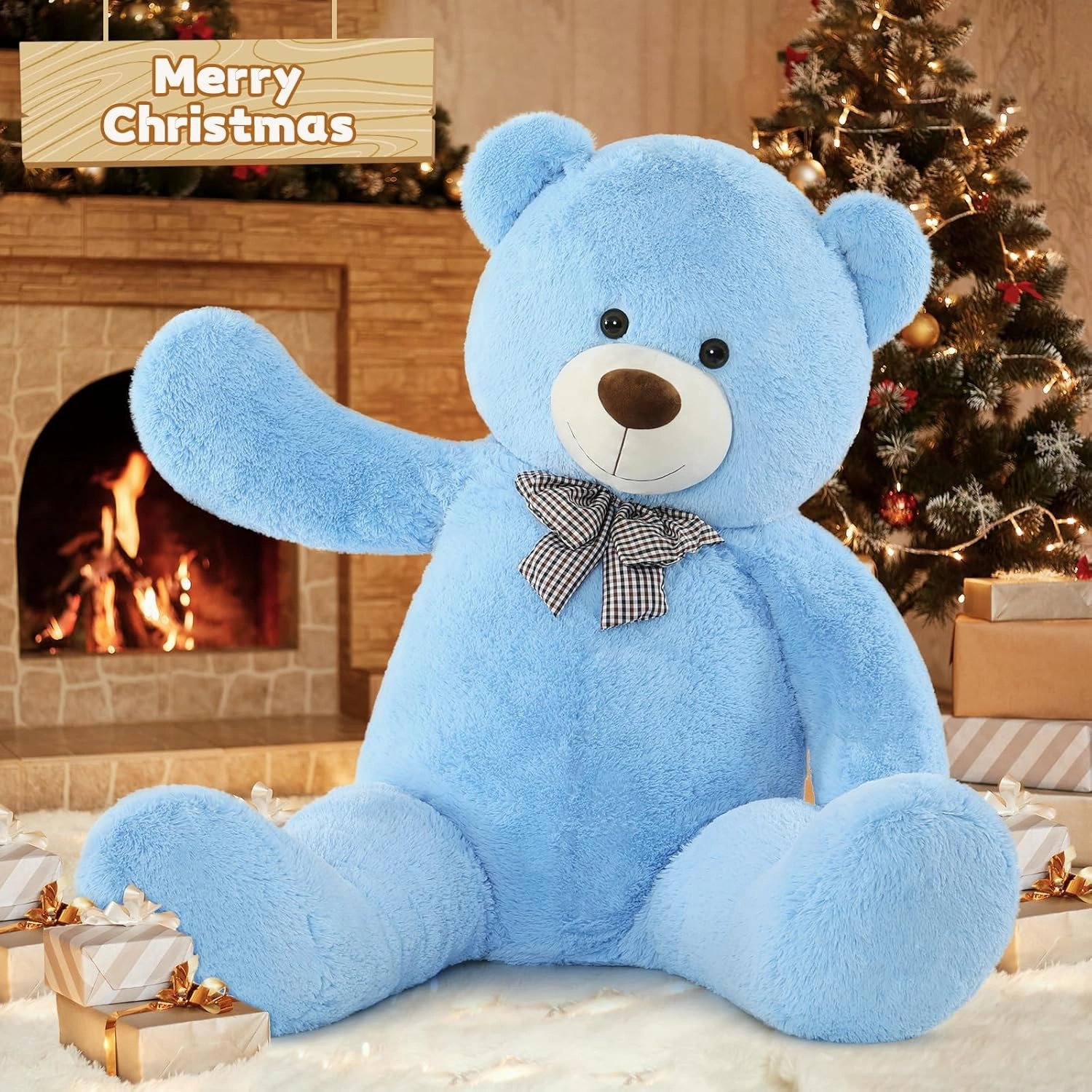 5 Feet Teddy Bear, 59'' Giant Big Bear Stuffed Animal for Baby Shower Centerpieces, Large Plush Toy for Kids Girls Valentine's Day Christmas Birthday, Blue