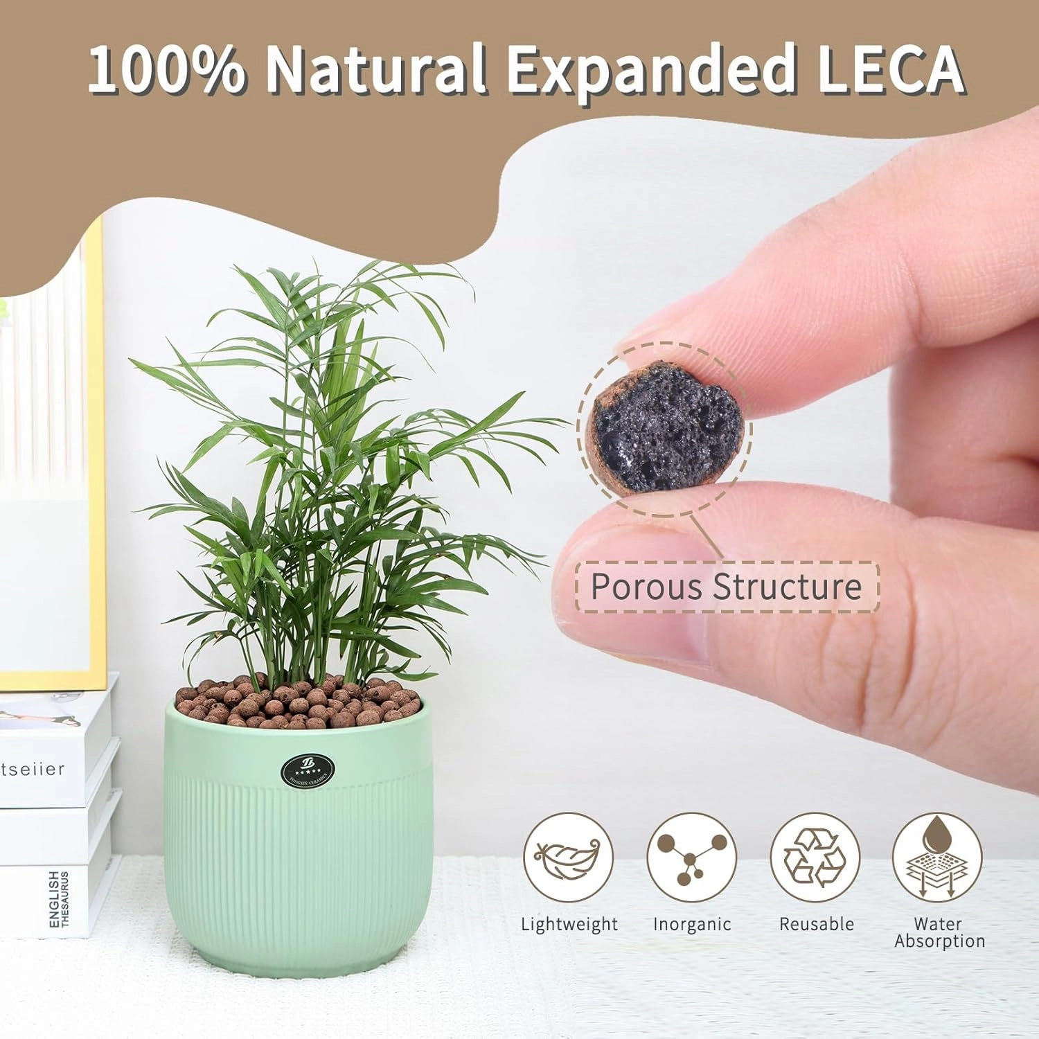 5LB Leca Clay Pebbles for Plants, Expanded Leca Balls for Indoor Plants, Orchid Potting Mix, Soil Amendment, Drainage, Easy Reusability, 4-16mm