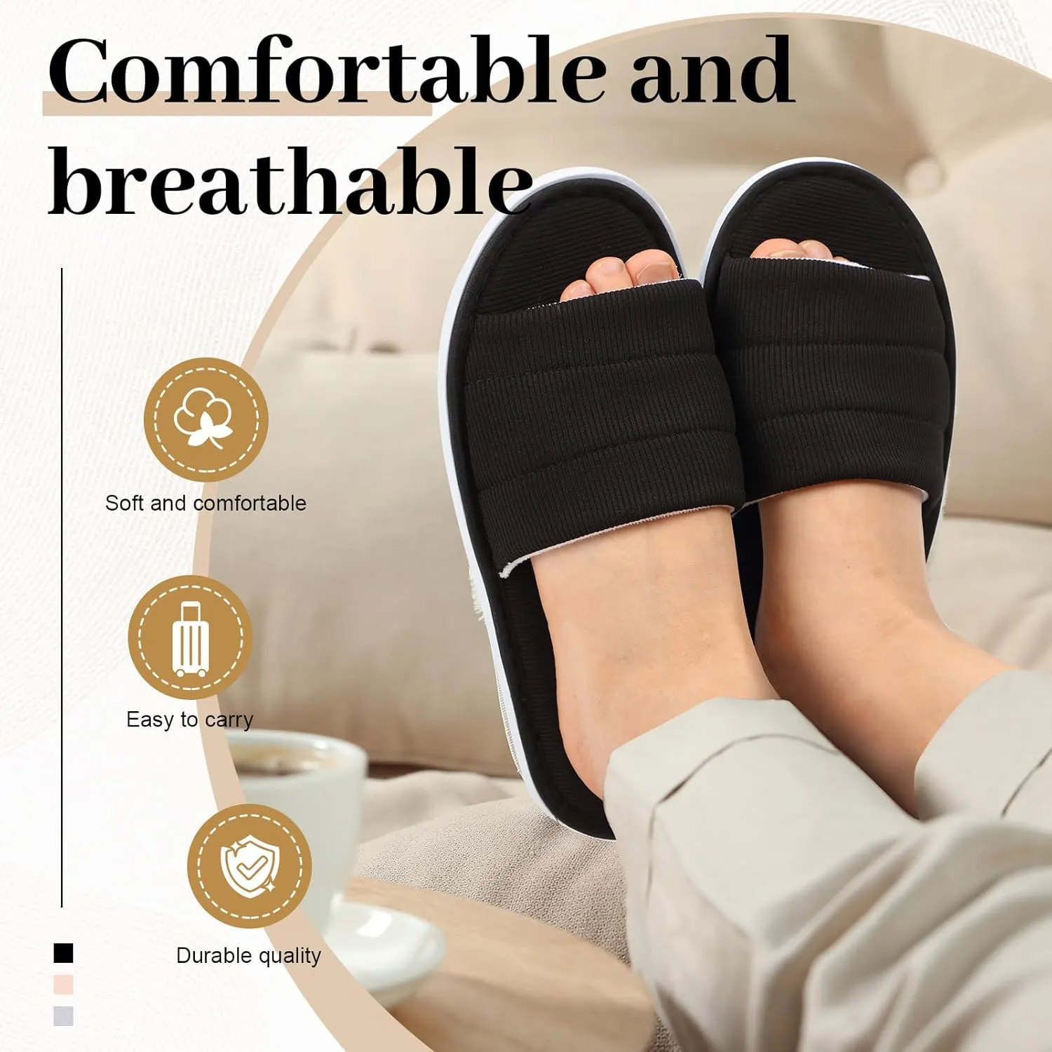 6 Pairs Disposable Slippers Bulk for Guests Comfortable House Spa Hotel Indoor Travel Slippers Women Men