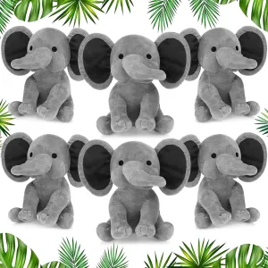 6 Pieces Elephant Stuffed Animals 9.84 Inches Soft Cute Elephant Plush Toys for Baby Shower Themed Birthday Party Supplies(Grey)