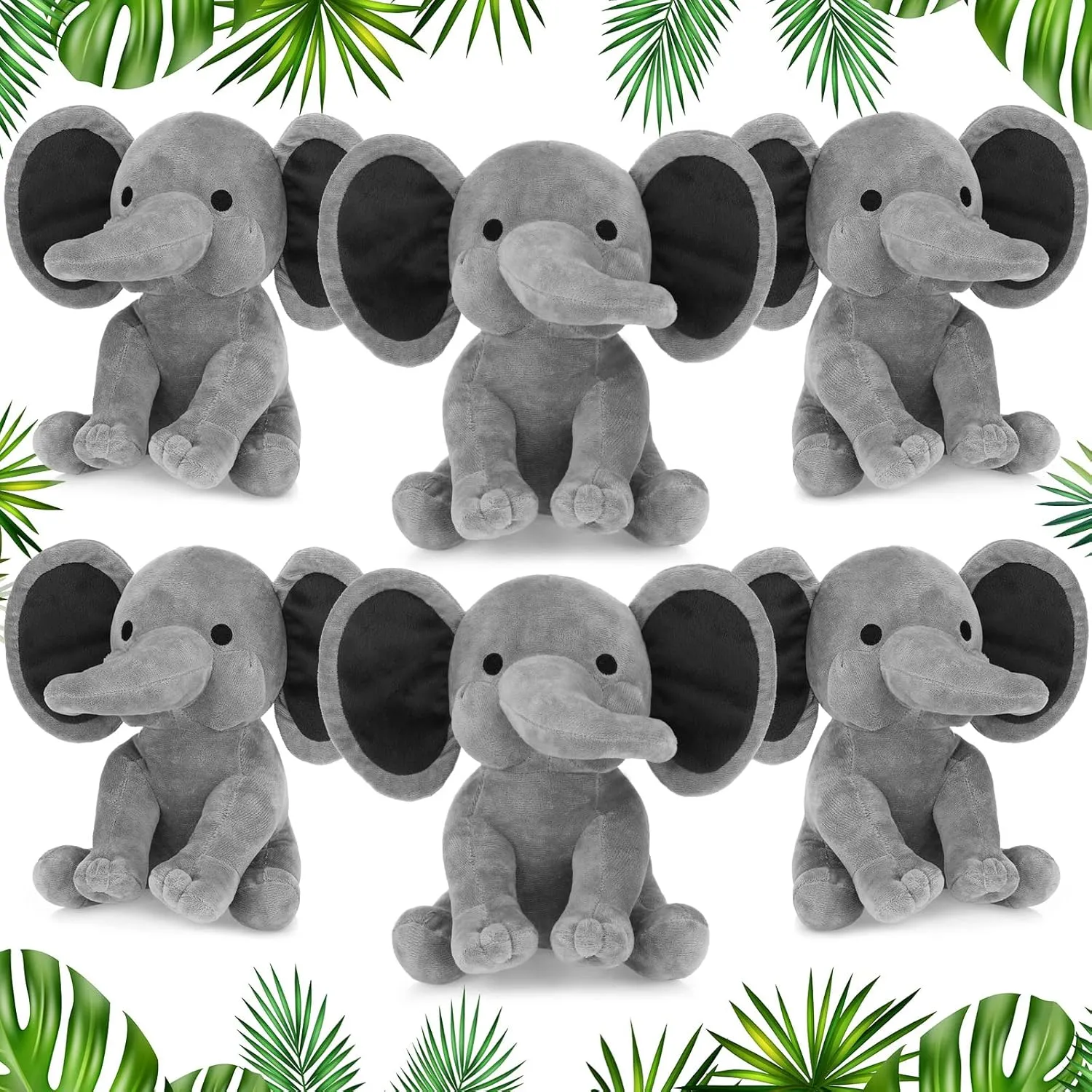 6 Pieces Elephant Stuffed Animals 9.84 Inches Soft Cute Elephant Plush Toys for Baby Shower Themed Birthday Party Supplies(Grey)
