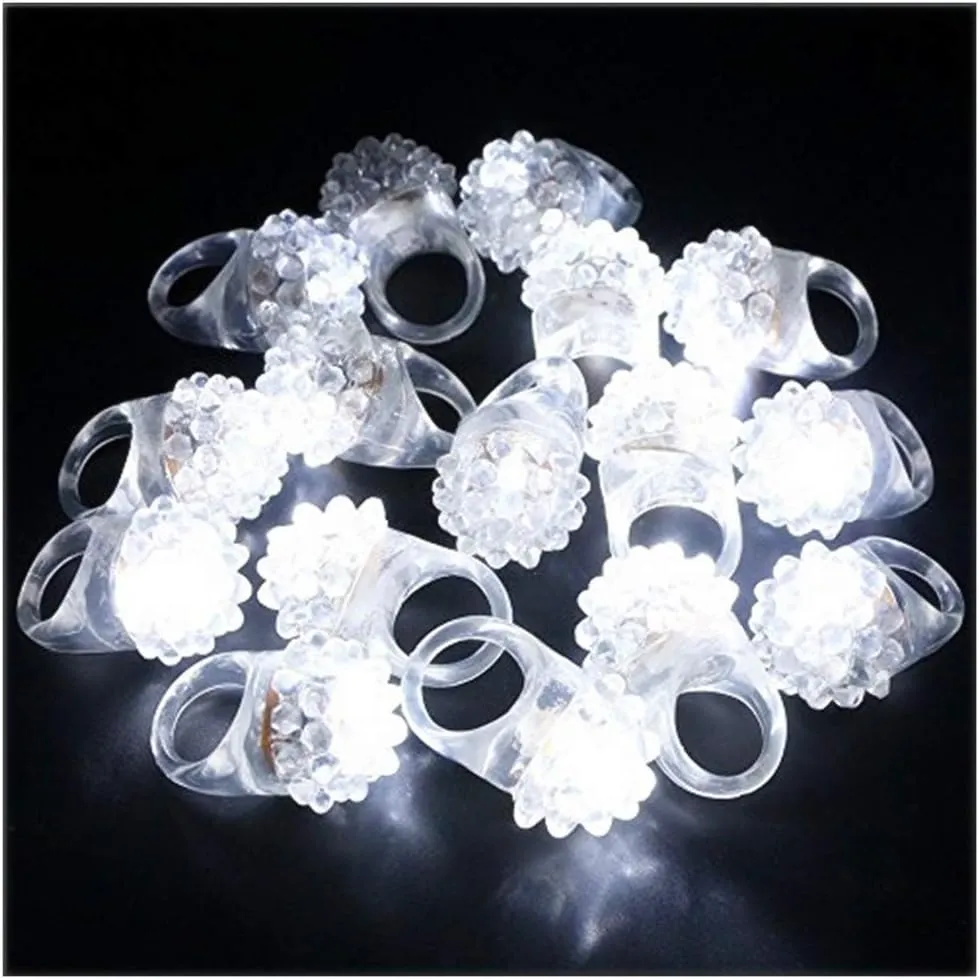 60 PCS Flashing LED Lights up Rings - Bumpy Jelly Glow in the Dark Rings Colorful Rubber Blinking Rings Gift Toys Prizes for Adults Party Favors Halloween Christmas
