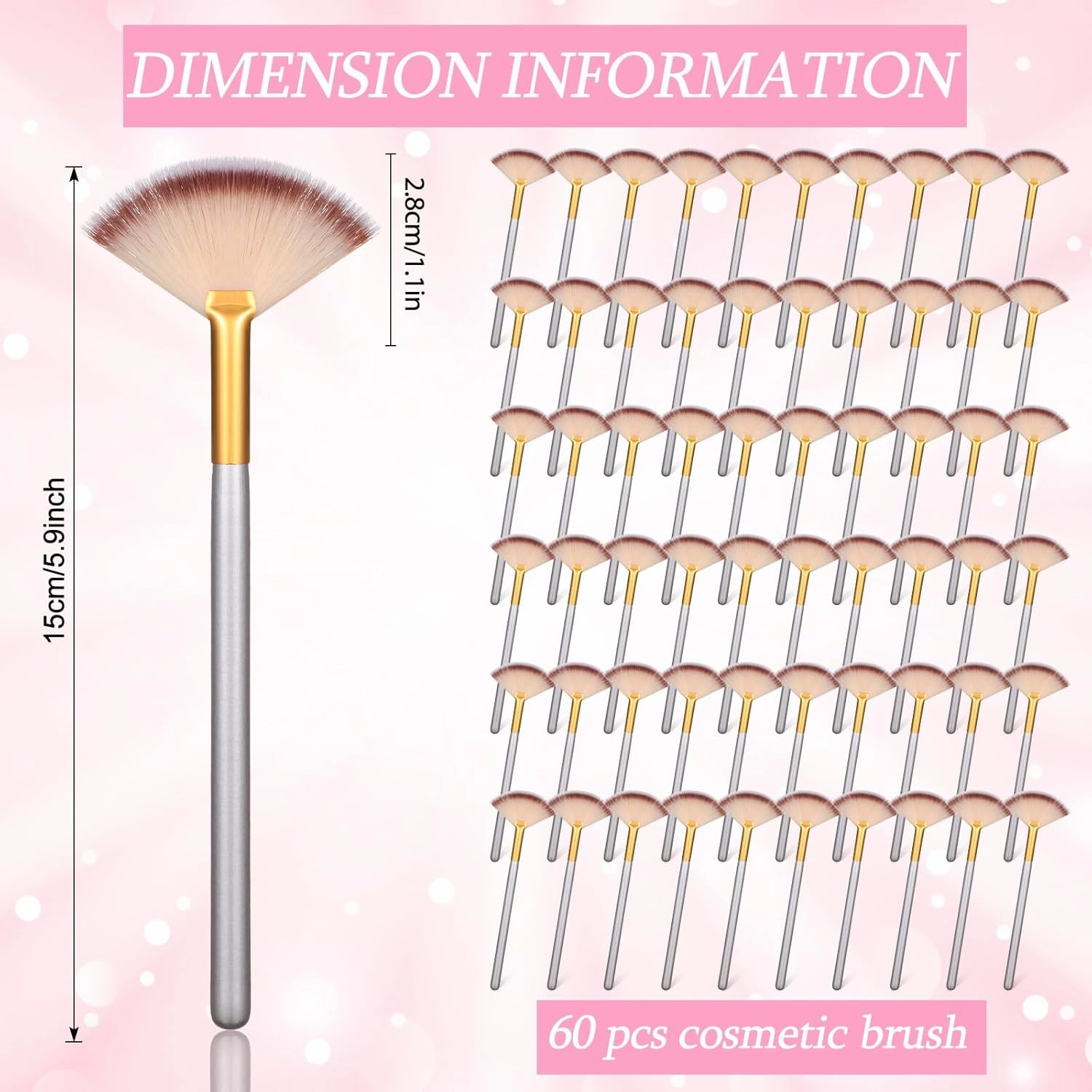 60 Pcs Fan Facial Brushes Fan Mask Soft Facial Applicator Brushes Acid Brush Cosmetic Makeup Blush Applicator Tools for Esthetician Eyeshadow Peel Mud Cream(Champagne, Black)