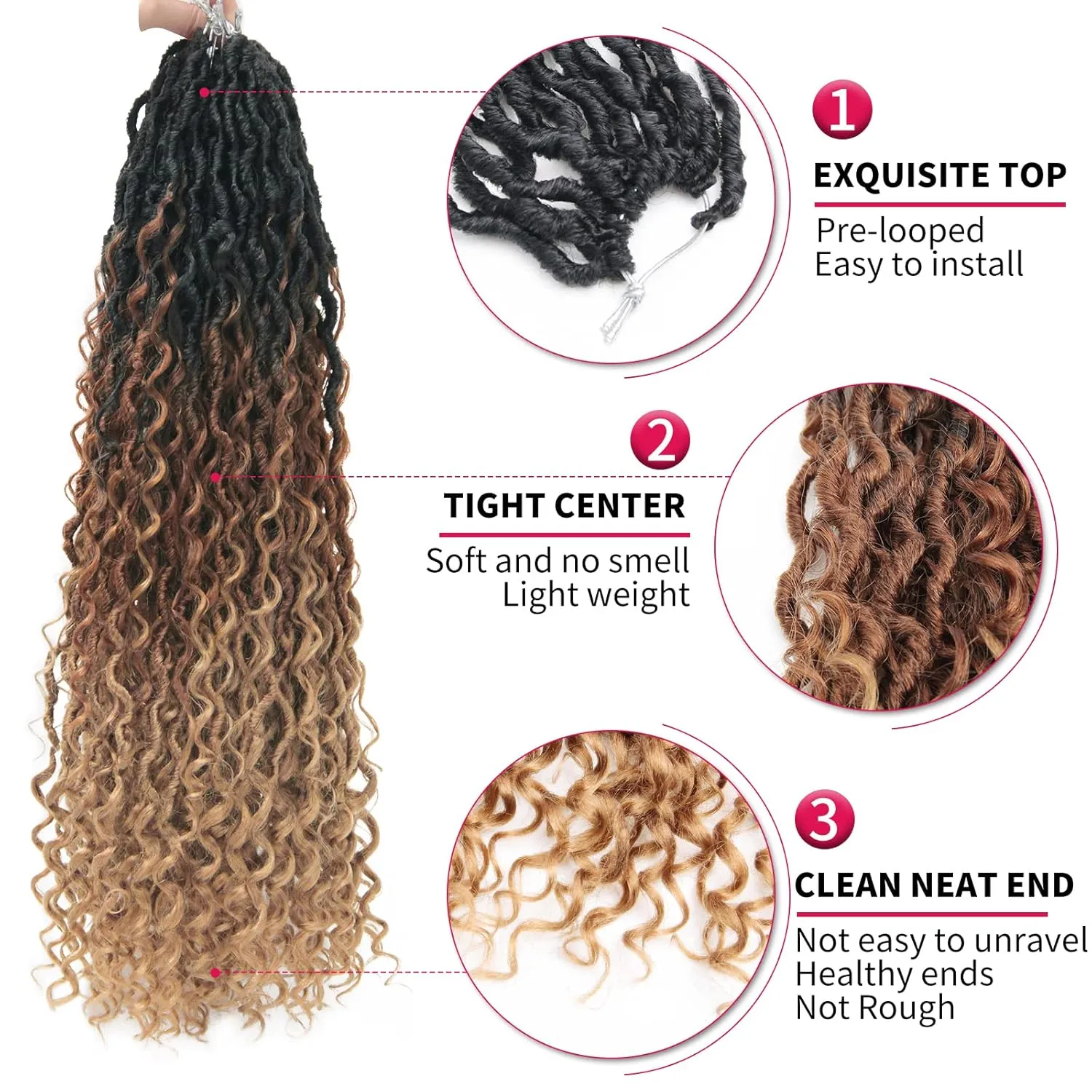 6Packs Goddess Locs Crochet Hair,22Inch Curly Faux Locs Hippie Crochet Braids Long Goddess Faux Locs for Black Women(22inch 1B/30/27)
