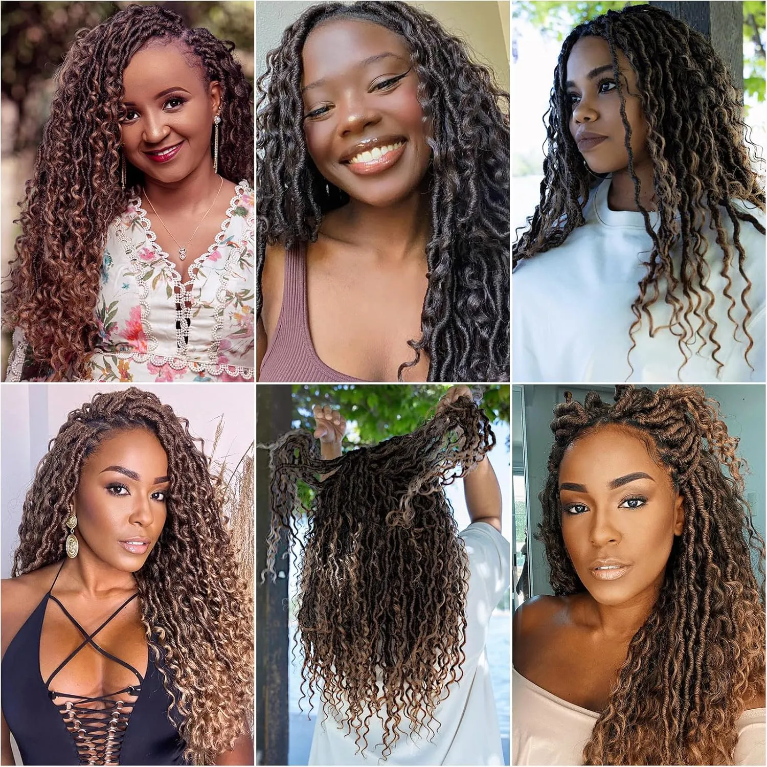 6Packs Goddess Locs Crochet Hair,22Inch Curly Faux Locs Hippie Crochet Braids Long Goddess Faux Locs for Black Women(22inch 1B/30/27)