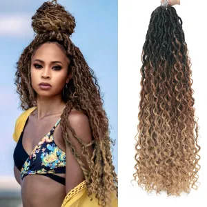 6Packs Goddess Locs Crochet Hair,22Inch Curly Faux Locs Hippie Crochet Braids Long Goddess Faux Locs for Black Women(22inch 1B/30/27)