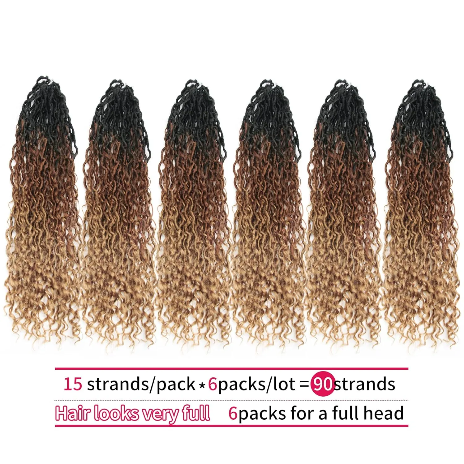 6Packs Goddess Locs Crochet Hair,22Inch Curly Faux Locs Hippie Crochet Braids Long Goddess Faux Locs for Black Women(22inch 1B/30/27)