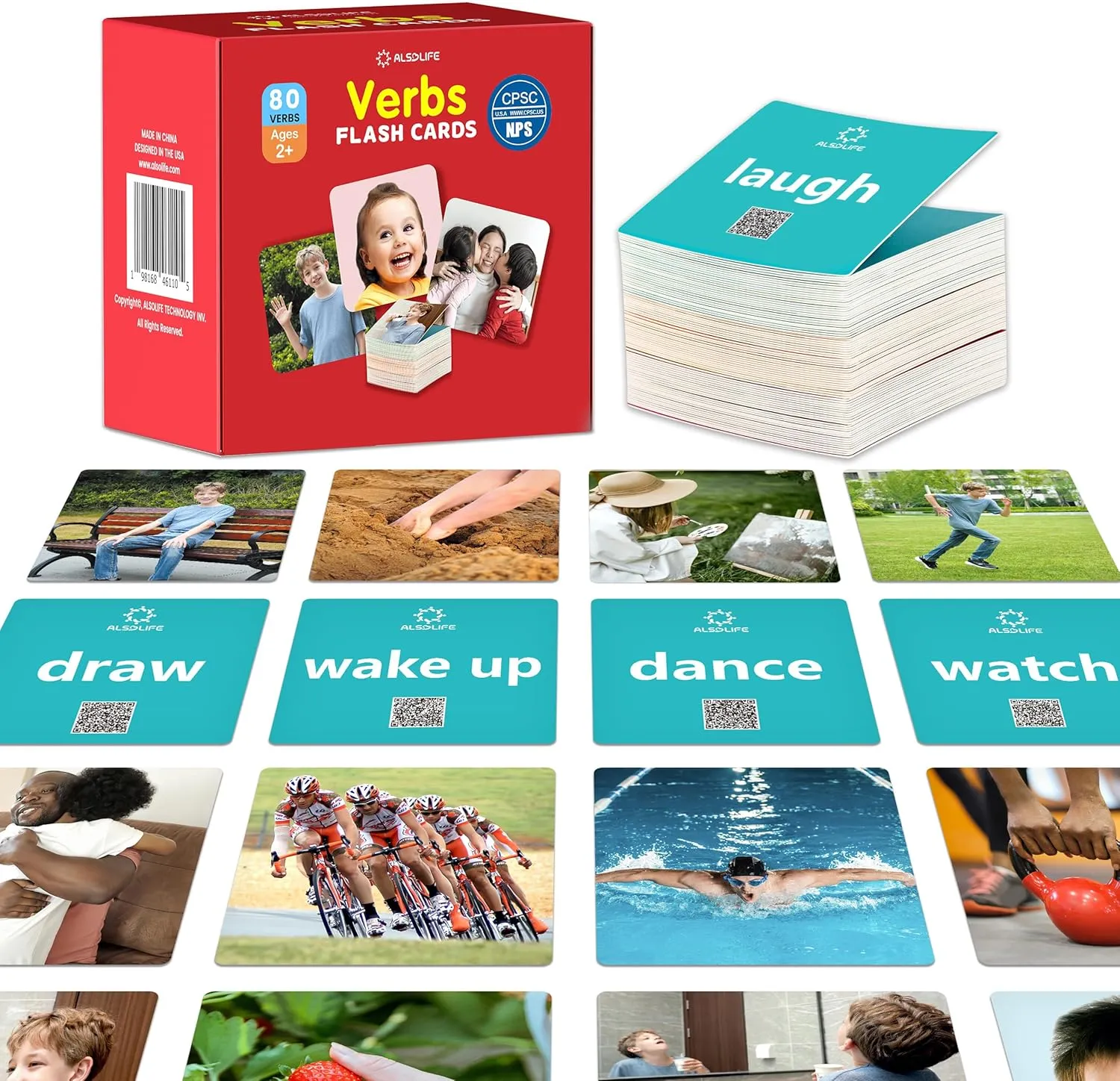 80 Verb Cards with Action Videos| Thick Action Verb Flash Cards for Speech Therapy| Verbs Flash Cards for Toddler Learning Cards Action Words| Picture Cards for Speech Therapy Games