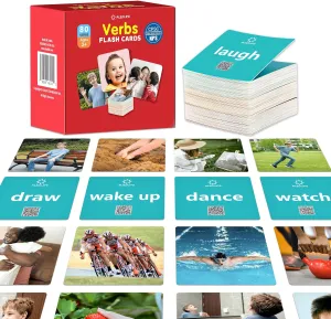 80 Verb Cards with Action Videos| Thick Action Verb Flash Cards for Speech Therapy| Verbs Flash Cards for Toddler Learning Cards Action Words| Picture Cards for Speech Therapy Games