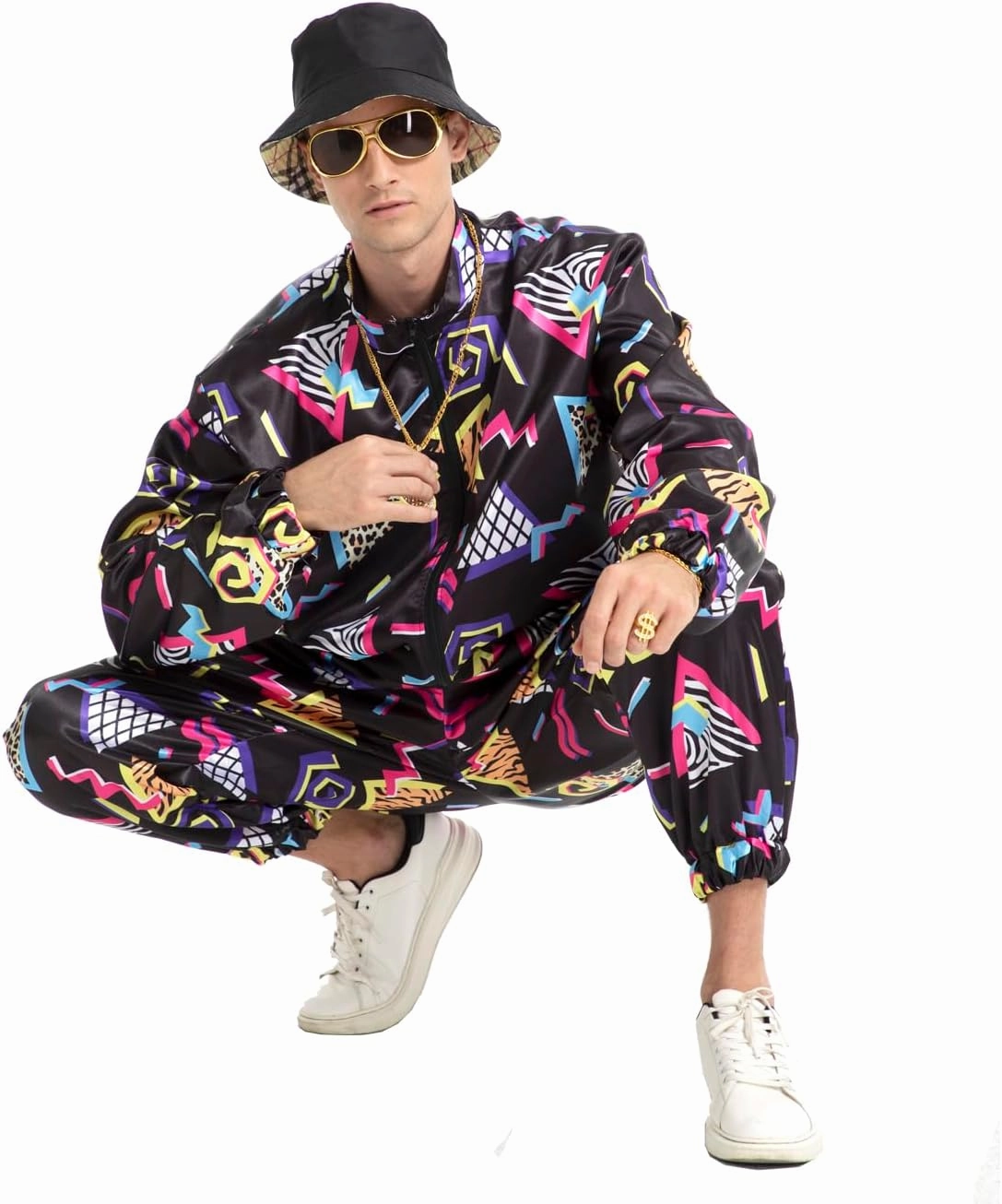 80s 90s Outfit for Men 80s 90s Costume for Men Hip Hop Outfits Retro Tracksuit for Themed Party