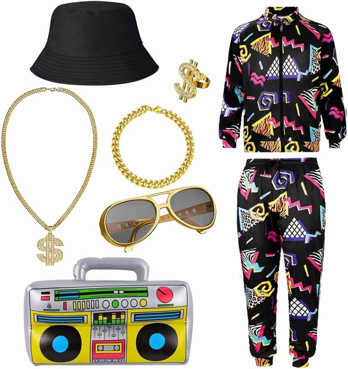 80s 90s Outfit for Men 80s 90s Costume for Men Hip Hop Outfits Retro Tracksuit for Themed Party