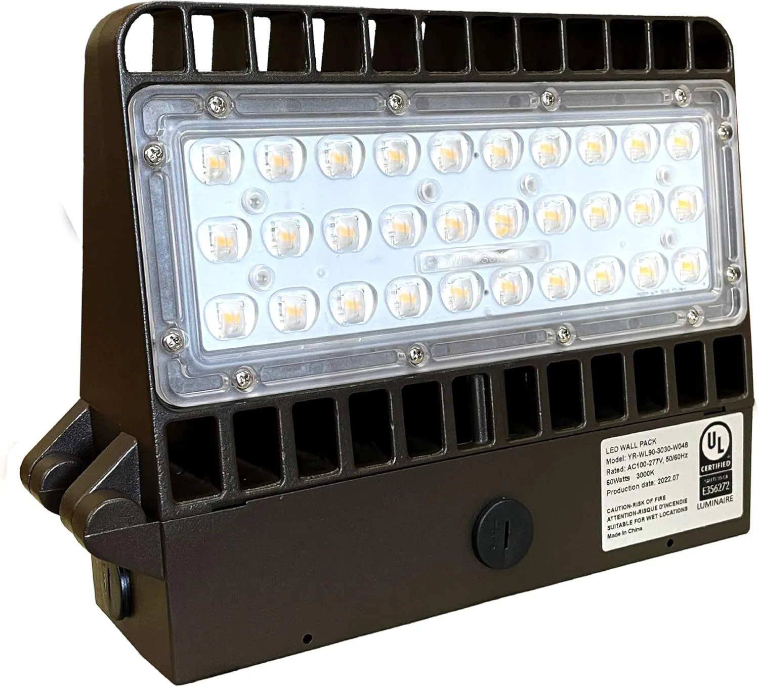 80W 5000K Cool White LED Wallpack, AC100-277V Input, 8000LM, UL Certified, IP66 Waterproof