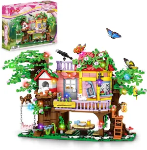 840 Piece Tree House Building Sets,Girls Creative Forest House Building Blocks Kit,STEM Friends Friendship Tree House with Swing Animals Flowers,Christmas Birthday Gifts for Girl Boy Age 6-12 