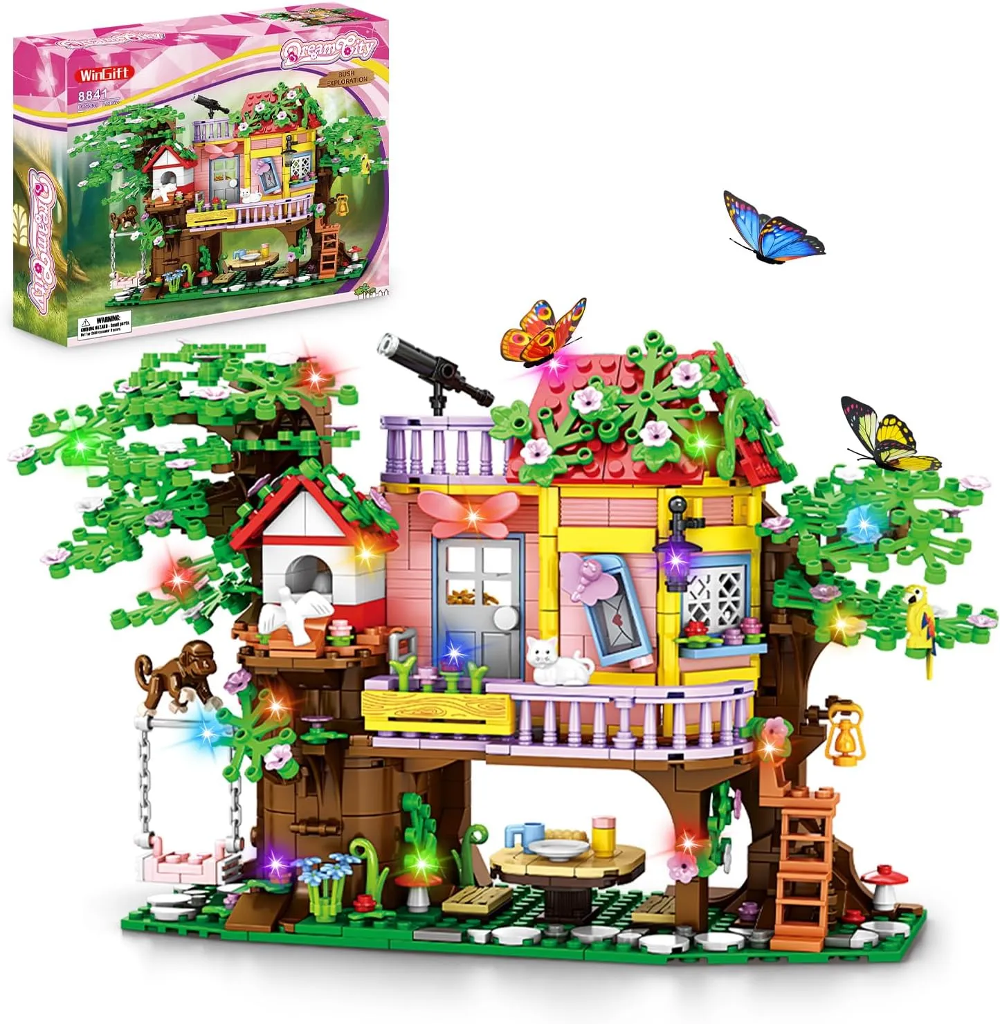 840 Piece Tree House Building Sets,Girls Creative Forest House Building Blocks Kit,STEM Friends Friendship Tree House with Swing Animals Flowers,Christmas Birthday Gifts for Girl Boy Age 6-12 