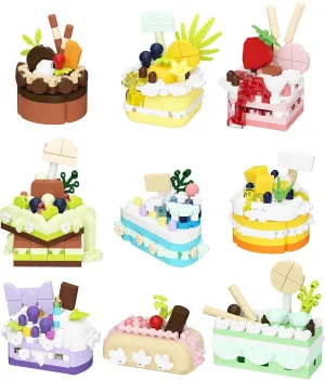 9 Set Creative Mini Cake Building Blocks Toy - DIY Dessert Food Series Perfect for Home Decoration and Art Collection Office Decor