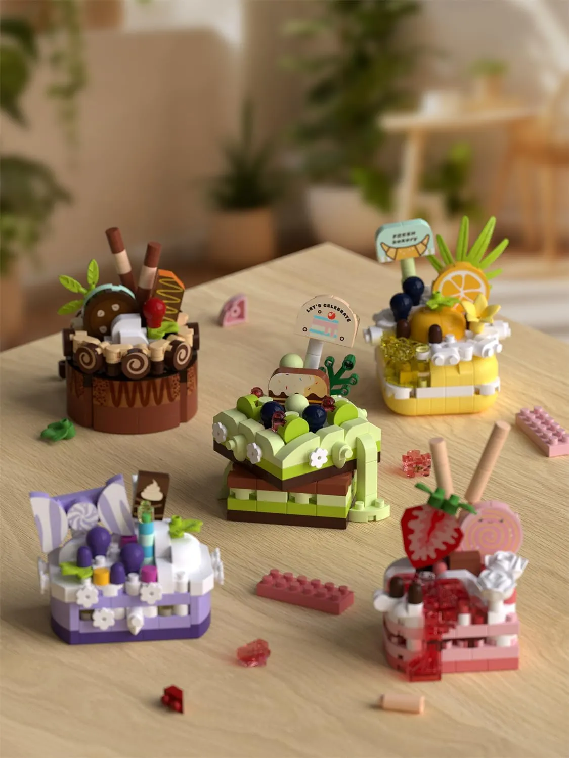 9 Set Creative Mini Cake Building Blocks Toy - DIY Dessert Food Series Perfect for Home Decoration and Art Collection Office Decor
