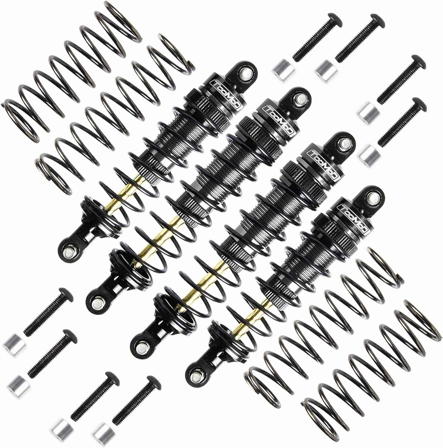 90mm/105mm RC Oil Shock Absorber Big Bore Damper for 1/10 Slash 2WD, 4WD 4x4,Stampede,Rustler 4X4 VXL, Hoss,Bandit, Ford, Vorteks, Parts Upgrade Replace (Black)