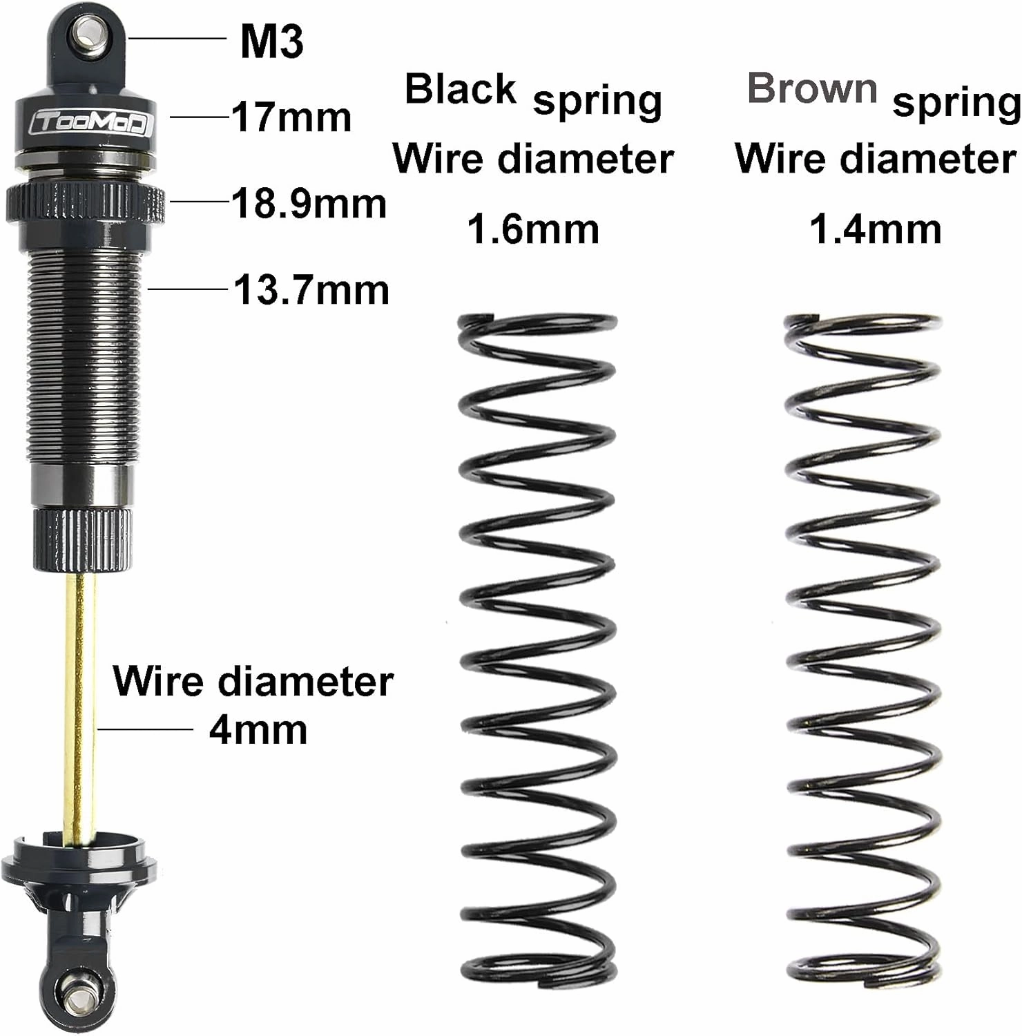 90mm/105mm RC Oil Shock Absorber Big Bore Damper for 1/10 Slash 2WD, 4WD 4x4,Stampede,Rustler 4X4 VXL, Hoss,Bandit, Ford, Vorteks, Parts Upgrade Replace (Black)
