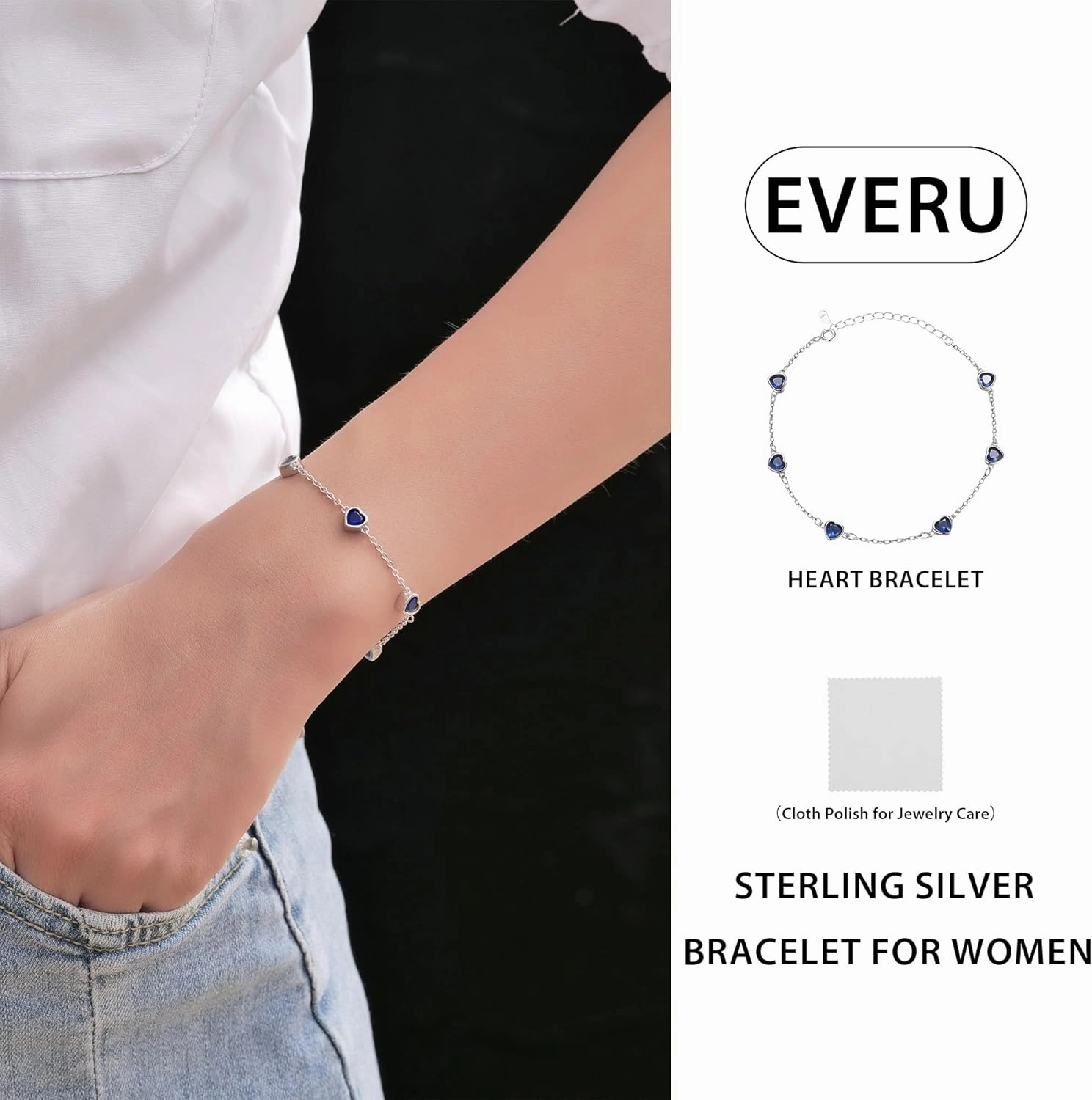 925 Sterling Silver Birthstone Bracelet 12 Color Options Diamond Heart Bracelet Jewelry Gift for Women