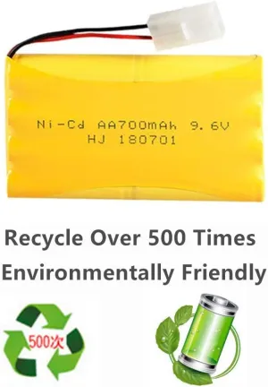 9.6V 700mAh Ni-Cd AA Battery Pack Rechargeable with Standard Tamiya Connector for Remote Control Electric Car Toys Truck Tank Nicd 9.6V Volt Battery