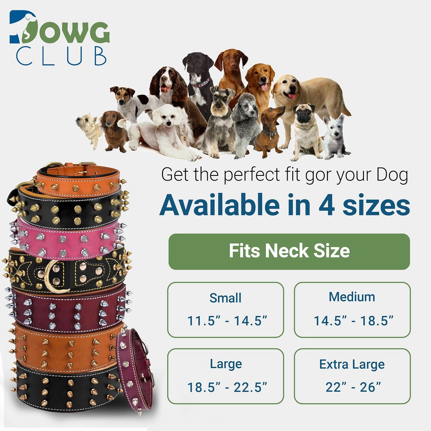 | Genuine Leather Spike Dog Collar | Full Grain, Heavy Duty | Comfortable, Strong, Best for Medium, Large, XL Breeds | 2" Wide (XL (Fit Neck 22.5"-25.5"), Pink with Silver Spikes)