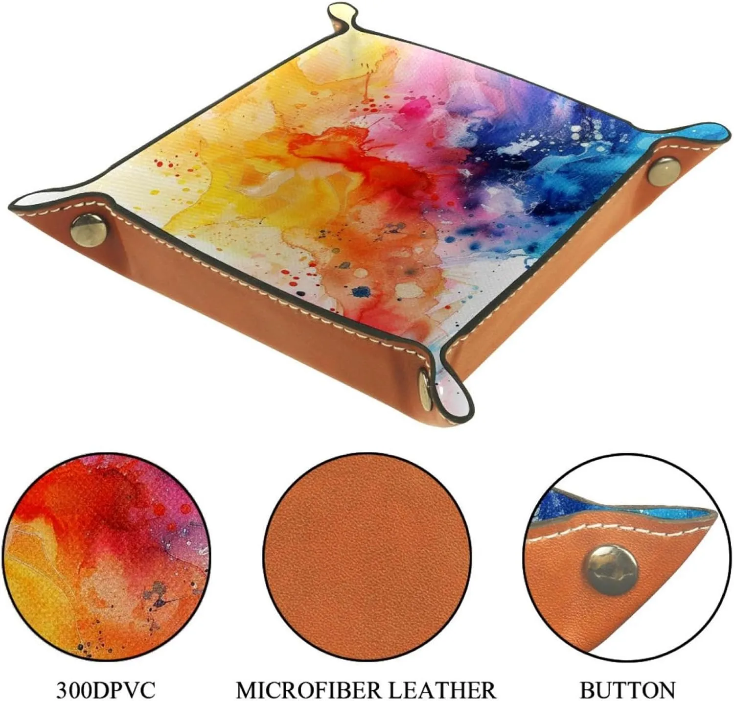 Abstract Colorful Watercolor Stacking Jewelry Organizer Trays, Small Desk Drawer Earring and Bracelet Tray