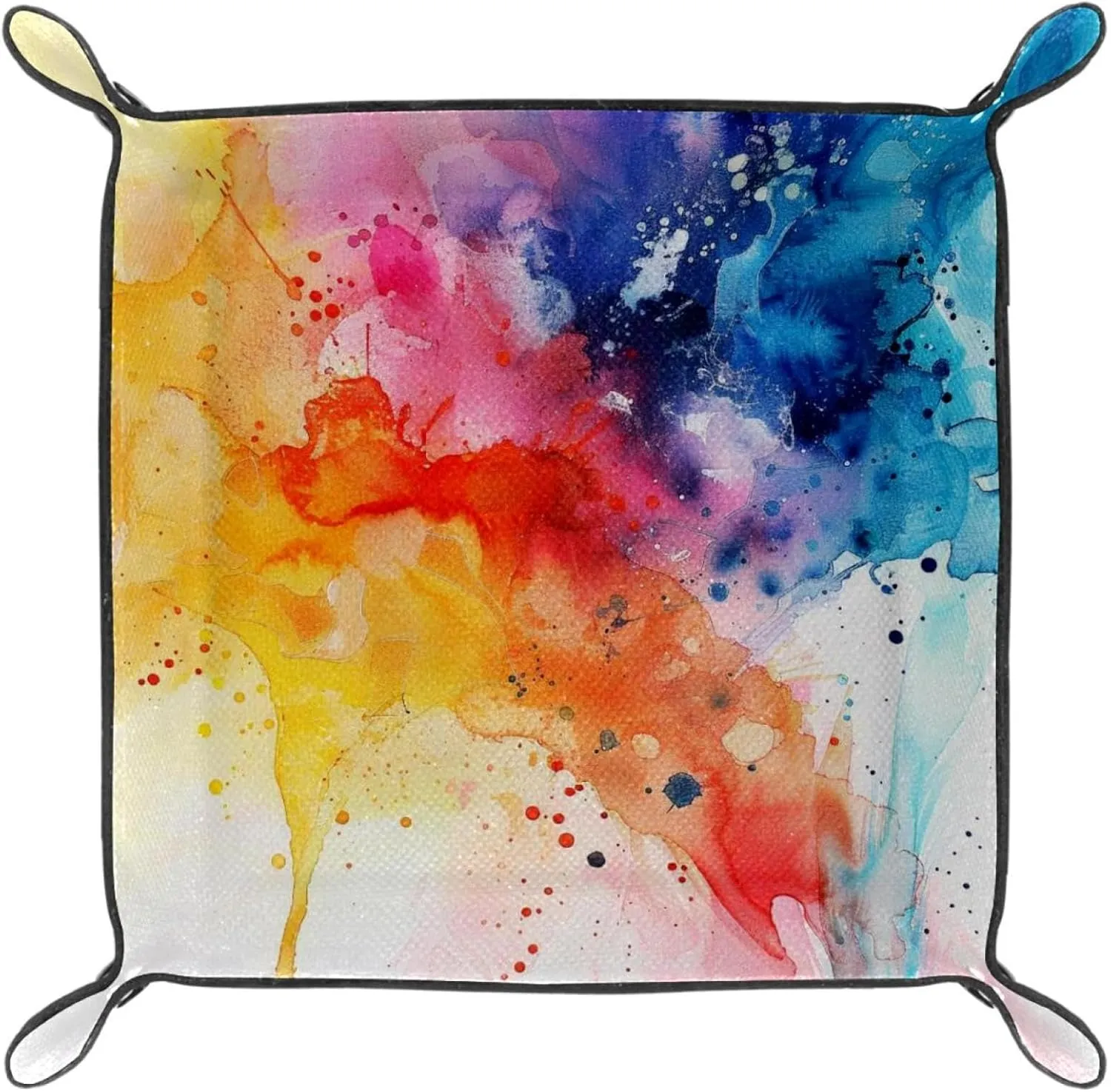Abstract Colorful Watercolor Stacking Jewelry Organizer Trays, Small Desk Drawer Earring and Bracelet Tray