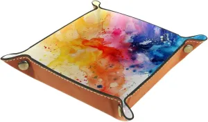 Abstract Colorful Watercolor Stacking Jewelry Organizer Trays, Small Desk Drawer Earring and Bracelet Tray