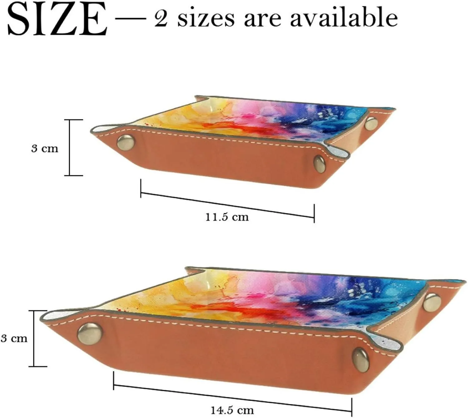Abstract Colorful Watercolor Stacking Jewelry Organizer Trays, Small Desk Drawer Earring and Bracelet Tray