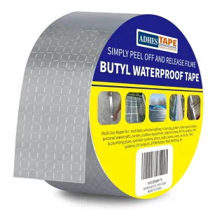 ADHES Butyl Tape Waterproof Tape Aluminum Foil Tape 2 Inch x 16 Feet, Butyl Sealant Tape for RV Repair, Window, Silicone, Boat and Pipe Sealing, Glass & EDPM Rubber Roof Patching, Silver