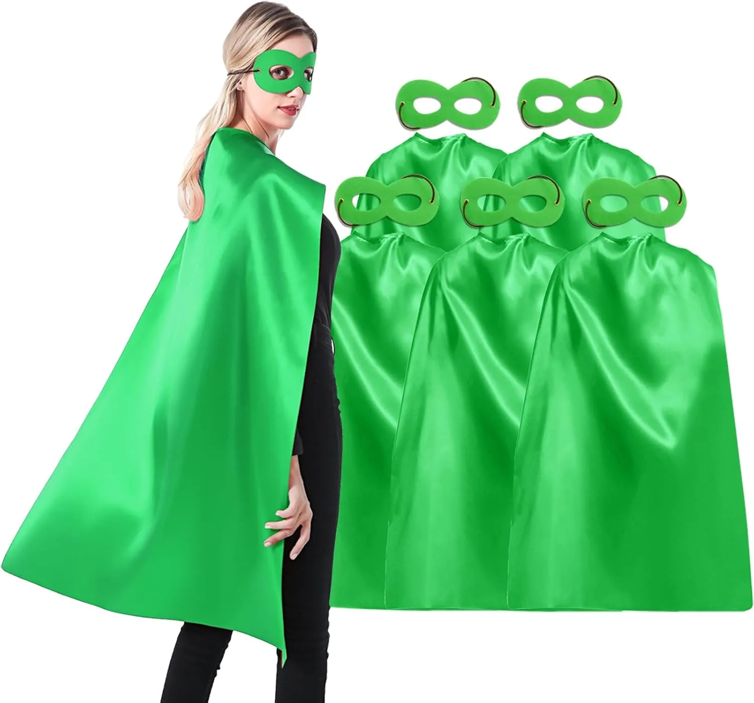 ADJOY Superhero Capes and Masks for Adults Teenagers Men & Women Party Dress Up Costumes Team Building - 5 Packs