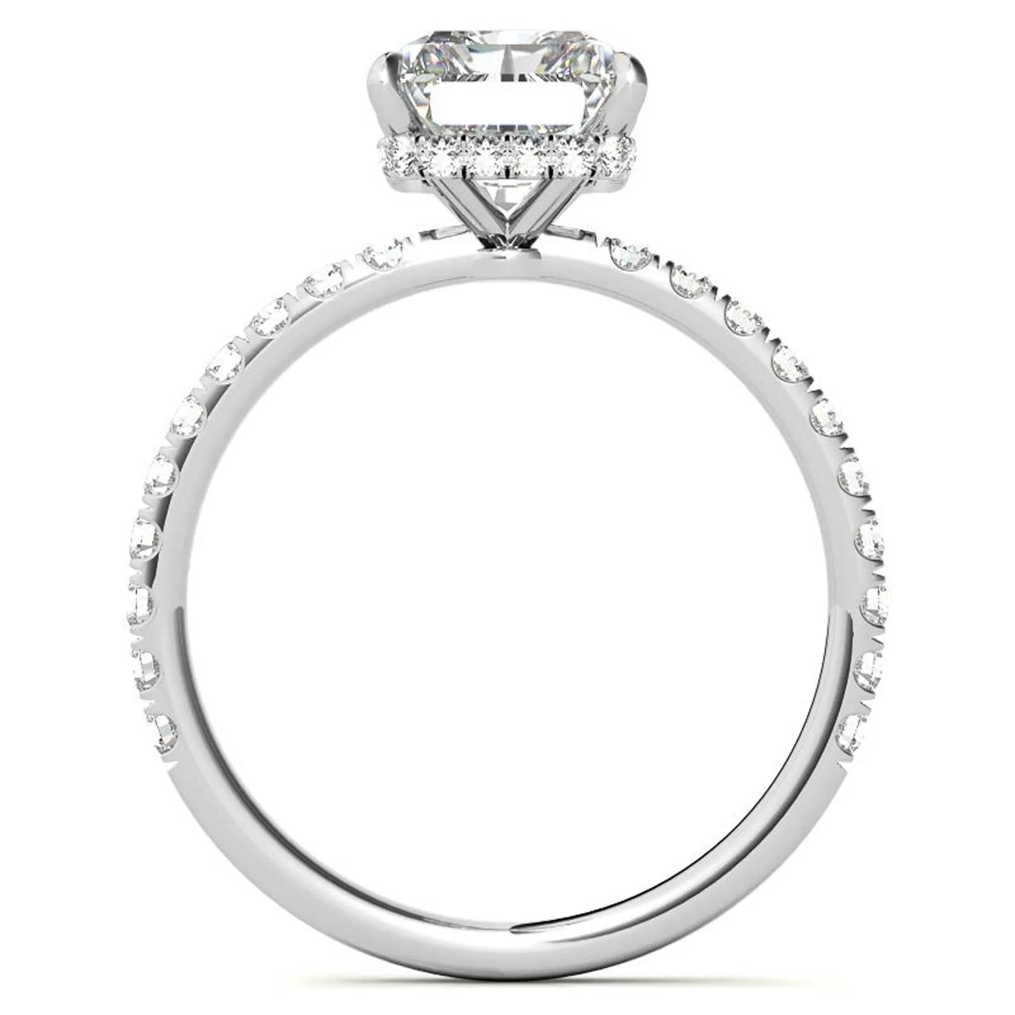 Adjustable Elegant Sterling Silver Moissanite White Gold Pave Band Ring Perfect for Engagement.
