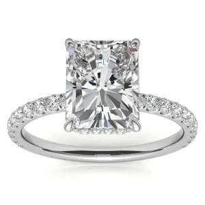 Adjustable Elegant Sterling Silver Moissanite White Gold Pave Band Ring Perfect for Engagement.